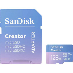 Sandisk Creator microSDXC 128GB Class 10 U3 V30 UHS-I A2 190MB/s + Adapter