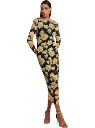 Ted Baker Midi Βραδινό Φόρεμα Floral Μαύρο 284802