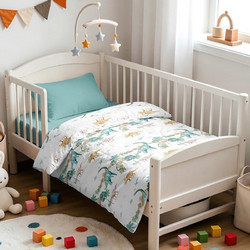 Melinen Dinosaur Βρεφικό Πάπλωμα Κούνιας 160x110cm Λευκό Πράσινο