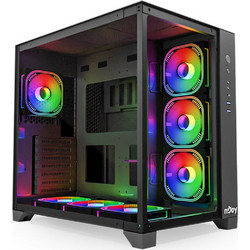 Njoy Aura Black Gaming Midi Tower Κουτί Υπολογιστή RGB με Πλαϊνό Παράθυρο