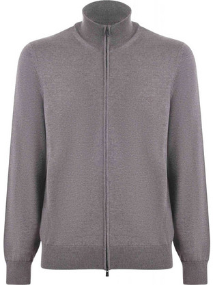 Hugo Boss Ανδρική Ζακέτα Φούτερ με Φερμουάρ Γκρι 50571915-240