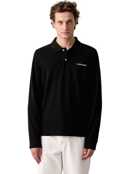Guess Ανδρική Μπλούζα Polo Μακρυμάνικη Μαύρη M6BP30K6721-JBLK