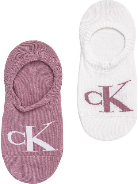 Calvin Klein Βαμβακερές Γυναικείες Κάλτσες Κοντές Λευκές Ροζ 2Pack 701228817-015