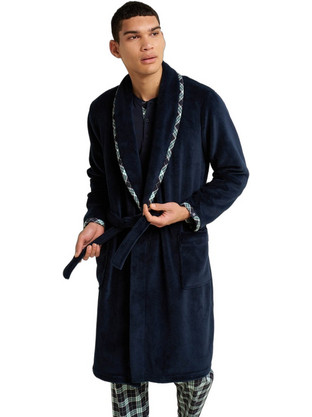 Vamp Χειμωνιάτικη Ανδρική Ρόμπα Fleece Navy Μπλε 25666
