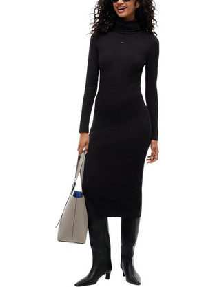 Tommy Jeans Midi Καθημερινό Φόρεμα Ριπ Μαύρο DW0DW23320-BDS