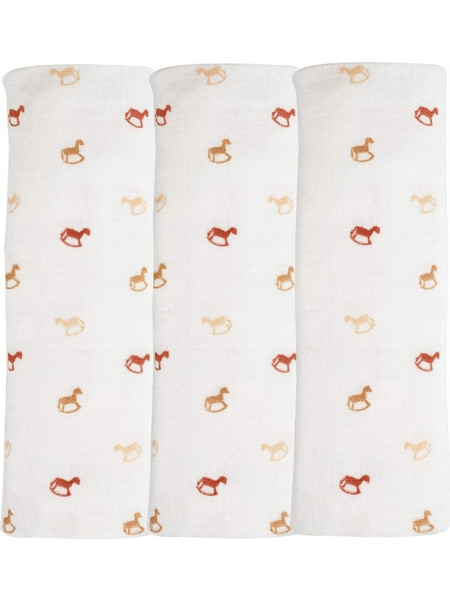 Trois Kilos Sept Horses Πάνες Αγκαλιάς από Μουσελίνα Λευκές 70x70cm 3τμχ 55-8135055
