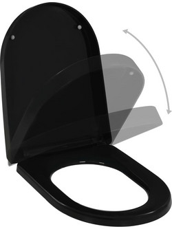 vidaXL Καπάκι Λεκάνης D-Shape Πλαστικό Soft Close Μαύρο 145021