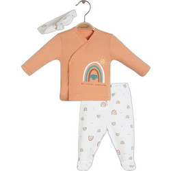 BiBaby Happy Rainbow Βρεφικό Σετ Φόρμας για Κορίτσι Χειμωνιάτικο Ταμπά Λευκό 73272