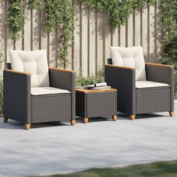 vidaXL Σετ Σαλόνι Κήπου Rattan 3τμχ Ανθρακί Μπεζ 366313