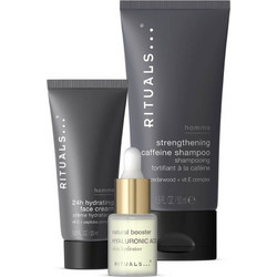 Rituals Homme Trial Strengthening Shampoo 50ml + Hyaluronic Acid Natural Booster 6.5ml + Hydrating Face Cream 20ml