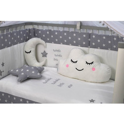 Bebe Stars Stars Σετ Παιδικά Διακοσμητικά Μαξιλάρια 100% Βαμβάκι 3τμχ Άσπρο Γκρι