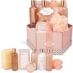 IDC Institute Scented Bronze Sandalwood & Cinnamon Shower Gel 200ml + Body Scrub 200ml + Bubble Bath 200ml + Hand Cream 50ml + 2 Bath Puff + Salts 200gr + Body Lotion 200ml