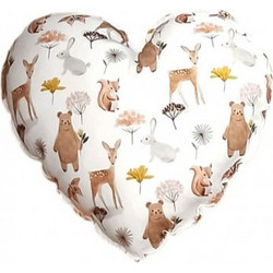Baby Star Forest Friends Heart Παιδικό Διακοσμητικό Μαξιλάρι 100% Βαμβάκι Λευκό Καφέ 55x55cm