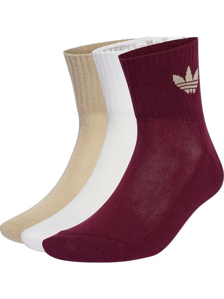 Adidas Ανδρικές Κάλτσες Κοντές Μπεζ Λευκές Μπορντό 3Pack KD8273