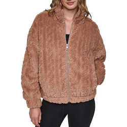 DKNY Γυναικεία Ζακέτα Fleece Μακριά με Φερμουάρ Καφέ DP6J9737-00R2