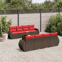 vidaXL Σετ Σαλόνι Κήπου Rattan 9τμχ Κόκκινο Καφέ 3221153