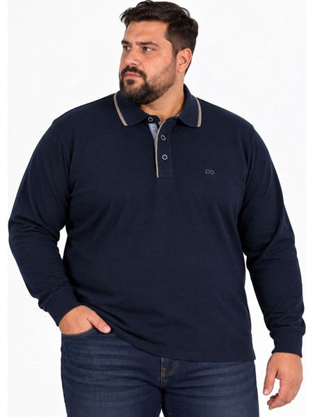 Double Ανδρική Μπλούζα Polo Μακρυμάνικη Navy Μπλε PS-3098A