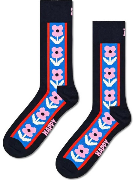 Happy Socks Ανδρικές Κάλτσες Ψηλές με Σχέδια Μαύρες P006812