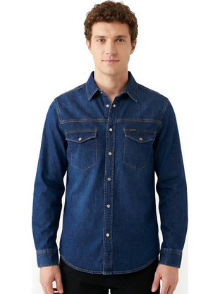 Paco & Co Ανδρικό Πουκάμισο Τζιν Μακρυμάνικο Slim Fit Overshirt Μπλε 2683513