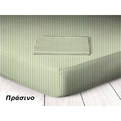 Γαρύφαλλο Σεντόνι Υπέρδιπλο Βαμβακερό με Λάστιχο 180x200+25 Πράσινο Ριγέ