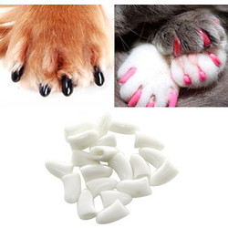20 PCS Silicone Soft Cat Nail Caps / Cat Paw Claw / Pet Nail Protector/Cat Nail Cover, Size:S(White) (OEM)