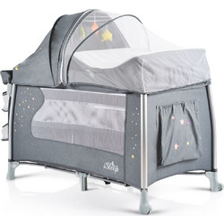 Cangaroo Isleep Παρκοκρέβατο 2 Επίπεδων με Στρώμα Δίχτυ & Αλλαξιέρα Γκρι