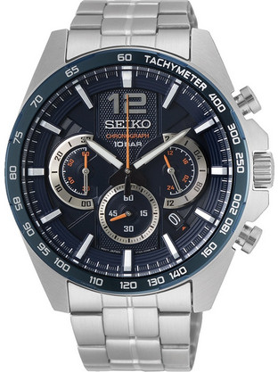 Seiko Conceptual Ανδρικό Ρολόι Χρονογράφος Αυτόματο με Ασημί Μεταλλικό Μπρασελέ SSB345P1