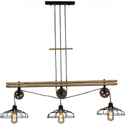 Home Lighting Deon Κρεμαστό Φωτιστικό Οροφής Πλέγμα Τρίφωτο Μαύρο 77-3222