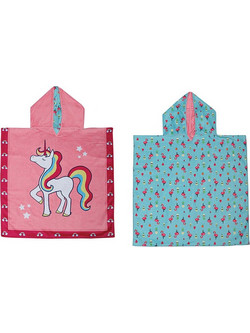 FlapJackKids Unicorn/Tropical Παιδικό Πόντσο Θαλάσσης Γαλάζιο 61x61cm