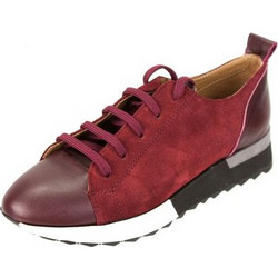 KOUROS-Γυναικεία Δερμάτινα Sneakers Δέρμα και Καστόρι-L400-ΜΠΟΡΝΤΟ