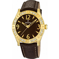Festina Γυναικείο Ρολόι με Καφέ Δερμάτινο Λουράκι F16580/3