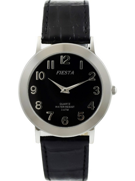 Fiesta Ανδρικό Ρολόι με Μαύρο Δερμάτινο Λουράκι FST1632