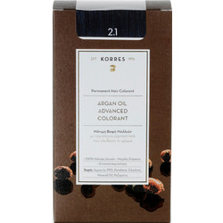 Korres Argan Oil Advanced Colorant 2.1 Μαύρο Μπλε Μόνιμη Βαφή Μαλλιών Χωρίς Αμμωνία 50ml