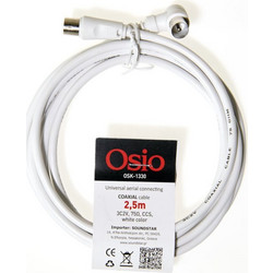 Osio Καλώδιο Κεραίας Coax Male to Coax Female 2.5m White OSK-1330