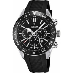 Festina Ανδρικό Ρολόι Χρονογράφος με Μαύρο Καουτσούκ Λουράκι F20515/2