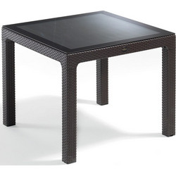 Avant Garde Defence Τετράγωνο Τραπέζι Κήπου Rattan Μαύρο 90x90x75cm AV2-213-955