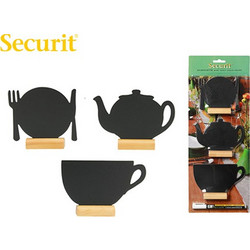 SECURIT ΜΑΥΡΟΠΙΝΑΚΑΣ ΥΓΡΗΣ ΚΙΜΩΛΙΑΣ 10x13,5cm ΜΕ ΞΥΛΙΝΗ ΒΑΣΗ ΤΡΑΠΕΖΙΟΥ ΔΙΑΦΟΡΑ