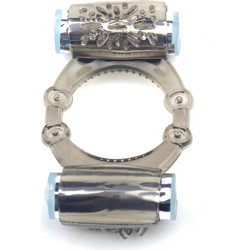 Black Color Dual Vibrators Cock Ring