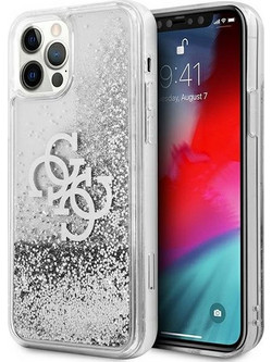 Guess 4G Big Liquid Glitter Θήκη iPhone 12 Pro Max Silver GUHCP12LLG4GSI