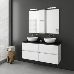 Drop Luxus 120 Top Σετ Έπιπλο Μπάνιου με 2 Νιπτήρες & Καθρέπτη White