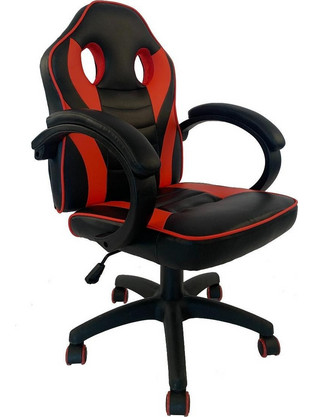 Velco Καρέκλα Gaming Δερματίνης με Ρυθμιζόμενα Μπράτσα Μαύρη Κόκκινη 66-35693