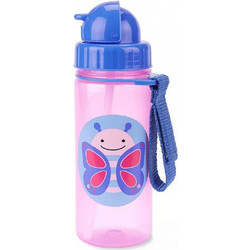 Skip Hop Zoo Πεταλούδα Παιδικό Μπουκάλι Πλαστικό BPA Free με Καλαμάκι Ροζ 384.5ml
