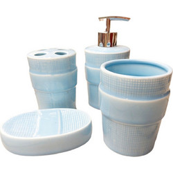 Σετ Μπάνιου Γαλάζιο Κεραμικό 4 τεμάχια Sunny Blue Light Blue Bathroom Accessories Set 4 pieces