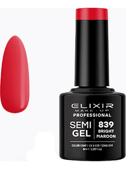 Elixir Semigel 839 Bright Maroon Ημιμόνιμο Βερνίκι Νυχιών 8ml