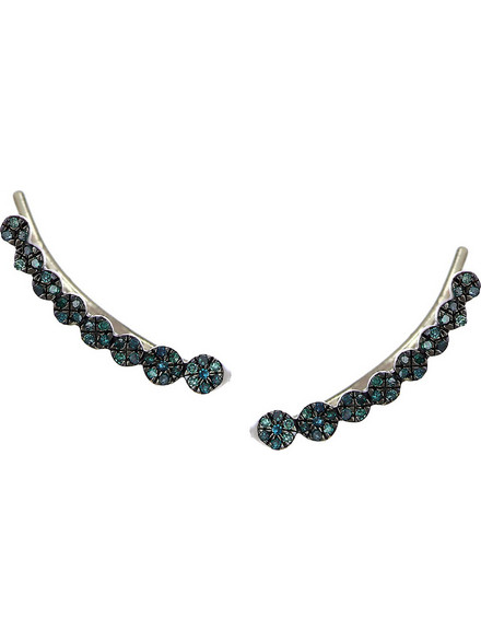 Σκουλαρίκια Ear Cuff Λευκόχρυσος Κ14 με Μπλε Διαμάντια (P-60503) / Λευκόχρυσος K14