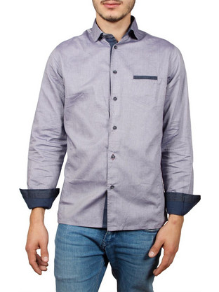 Best Choice Ανδρικό Πουκάμισο Μακρυμάνικο Slim Fit Μωβ W17100-PU