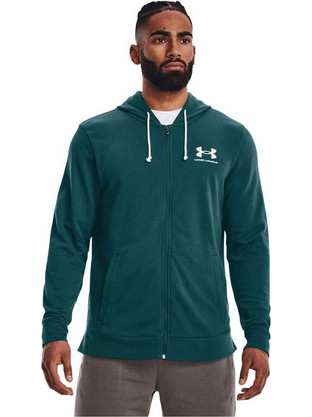 Under Armour Rival Terry Ανδρική Ζακέτα Φούτερ με Κουκούλα και Φερμουάρ Πράσινη 1370409-716
