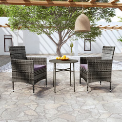 vidaXL Σετ Τραπεζαρία Κήπου Rattan 3τμχ Γκρι 3098023
