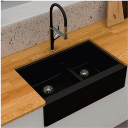 Macart Apron U 175 Υποκαθήμενος Νεροχύτης Γρανίτη Μαύρος 86.5x54cm