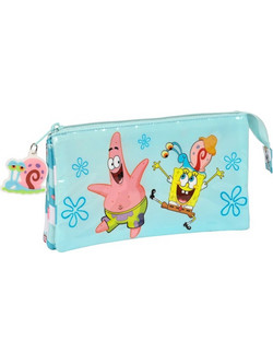 Spongebob Stay Positive Κασετίνα με 3 Θήκες Μπλε S4306514